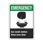 Emergency Eye Wash Station Keep Area Clear Sign